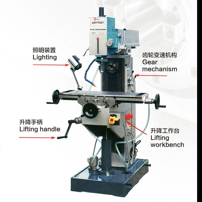 Auto feeding -speed change cyclically Vertical &Horizontal milling head Drilling Milling Machine ZAY7532/1---ZAY75550/1