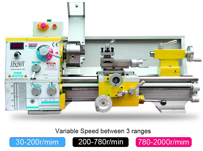 HS280V/500 1500W Motor MT5 Spindle 280*500MM Thread Making Metal Lathe Machin