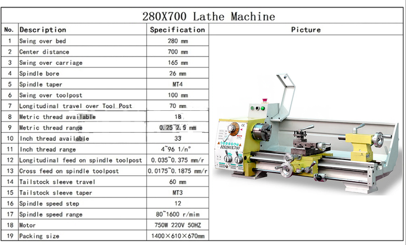 HS280G /700 280X700 MT4 Spindle 280*700MM Thread Making Metal Lathe Machine
