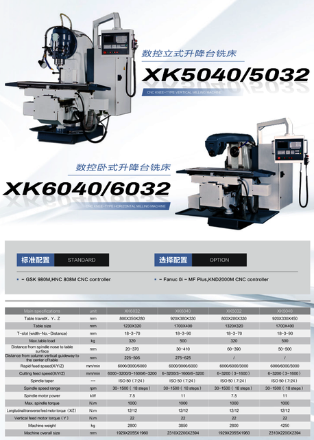 CNC BED TYPE UNIVERSAL MILLING MACHINE XK5040-XK6040