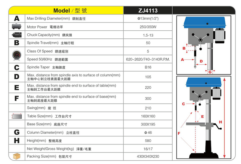 DRILL PRESS ZJ4113