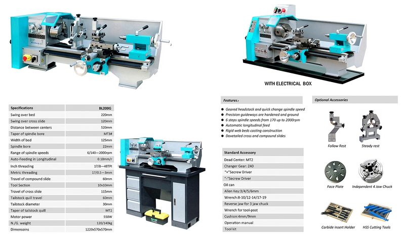 BL200C LATHE MACHINE FOR METAL