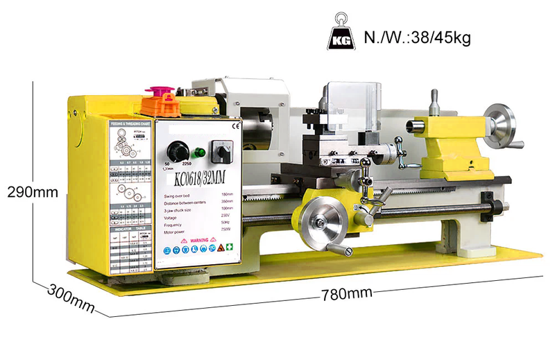 32 MM SPINDEL 180*350mm Capacity 32mm Spindle Hole 750W Brushless Motor Mini Metal Lathe Machine