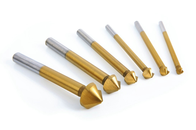 6 delige HSS – TIN Verzinkfrezenset – Lang