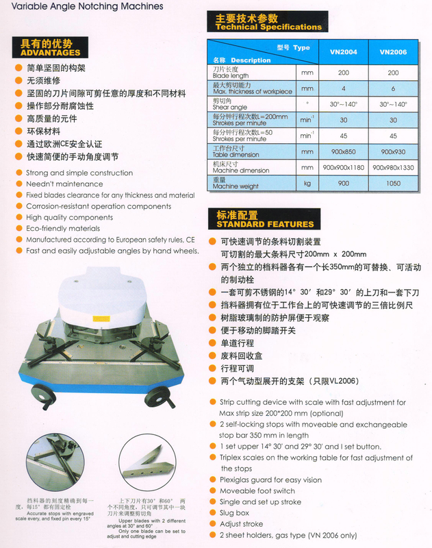 VARIABLE ANGLE NOTCHING MACHINE 